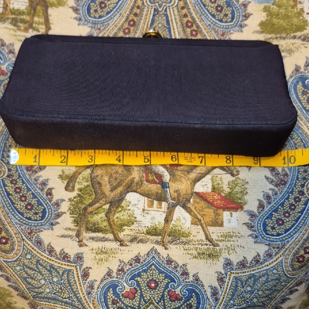 Vintage Dark Navy Clutch with Gold Accent - Picture 14 of 16